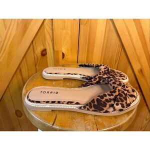 Torrid Knotted Espadrille Slide Sandals Cheetah Print Casual Size 10.5W